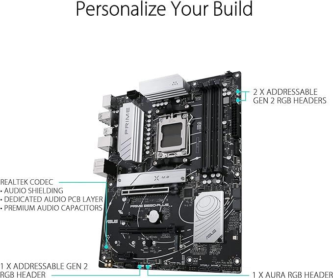 ASUS Prime B650-PLUS AMD B650(Ryzen 7000) ATX Motherboard(DDR5,PCIe 5.0 M.2,2.5Gb Ethernet,DisplayPort,HDMI®, USB 3.2 Gen 2 Type-C®, Front USB 3.2 Gen 1 Type-C®, BIOS Flashback™, USB4® Support) ASUS Prime B650-PLUS AMD B650(Ryzen 7000) ATX Motherboard(DDR5,PCIe 5.0 M.2,2.5Gb Ethernet,DisplayPort,HDMI®, USB 3.2 Gen 2 Type-C®, Front USB 3.2 Gen 1 Type-C®, BIOS Flashback™, USB4® Support)
